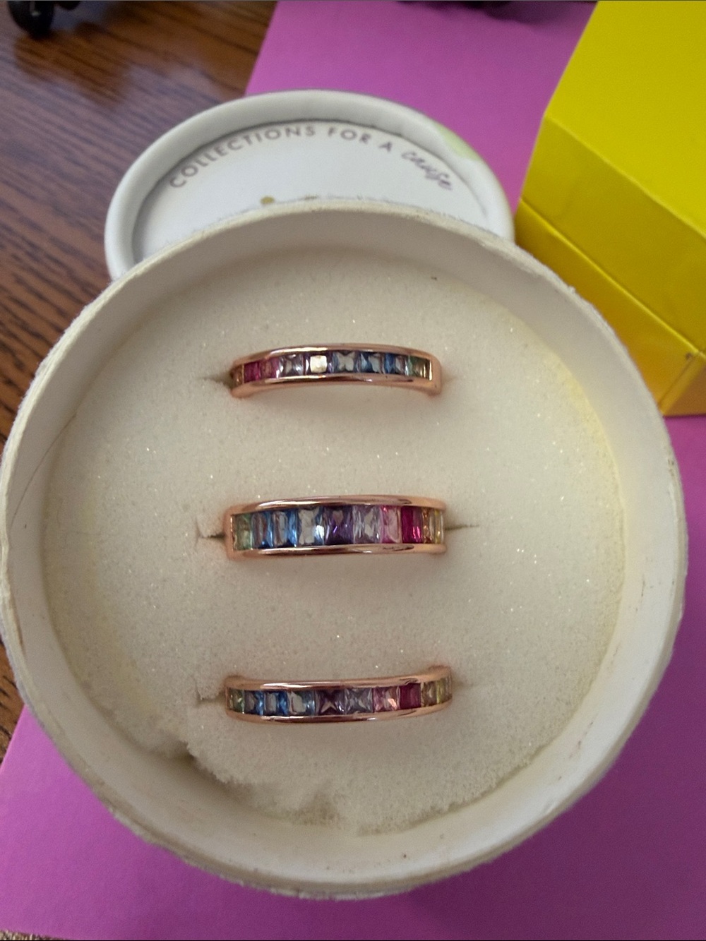 Rose Gold Multi-Stone Channel Ring - Rainbow Colors size 9